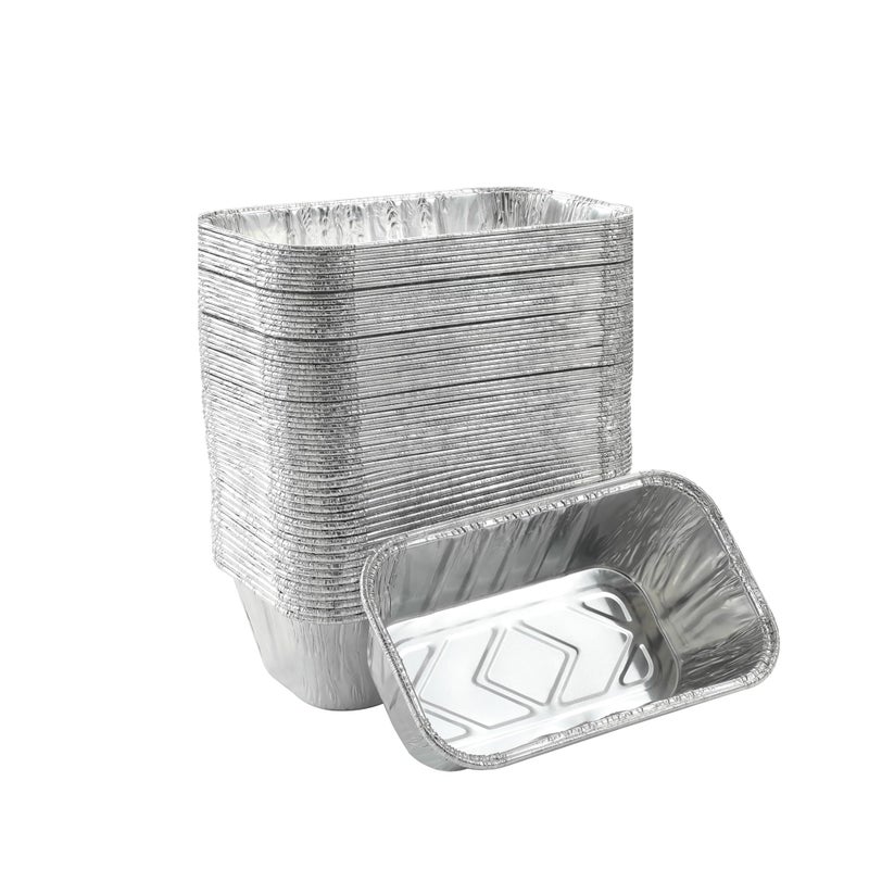 Waytiffer (50 Pack) 1Lb mini Loaf Pans Heavy Duty Disposable Aluminum Foil Bread Tins Standard Size 6" X 3.5" X 2.5" Oven Safe Sturdy Small Bread Tin Pans 1 Pound Loaf Pans - Image 1